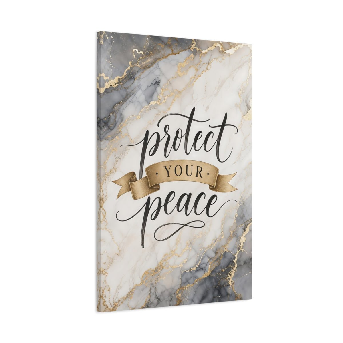 Abstract Peace Quote Gold Marble Canvas Wall Art Print – Modern Living Room, Above Couch - YesArtYes