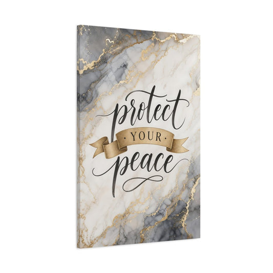 Abstract Peace Quote Gold Marble Canvas Wall Art Print – Modern Living Room, Above Couch - YesArtYes