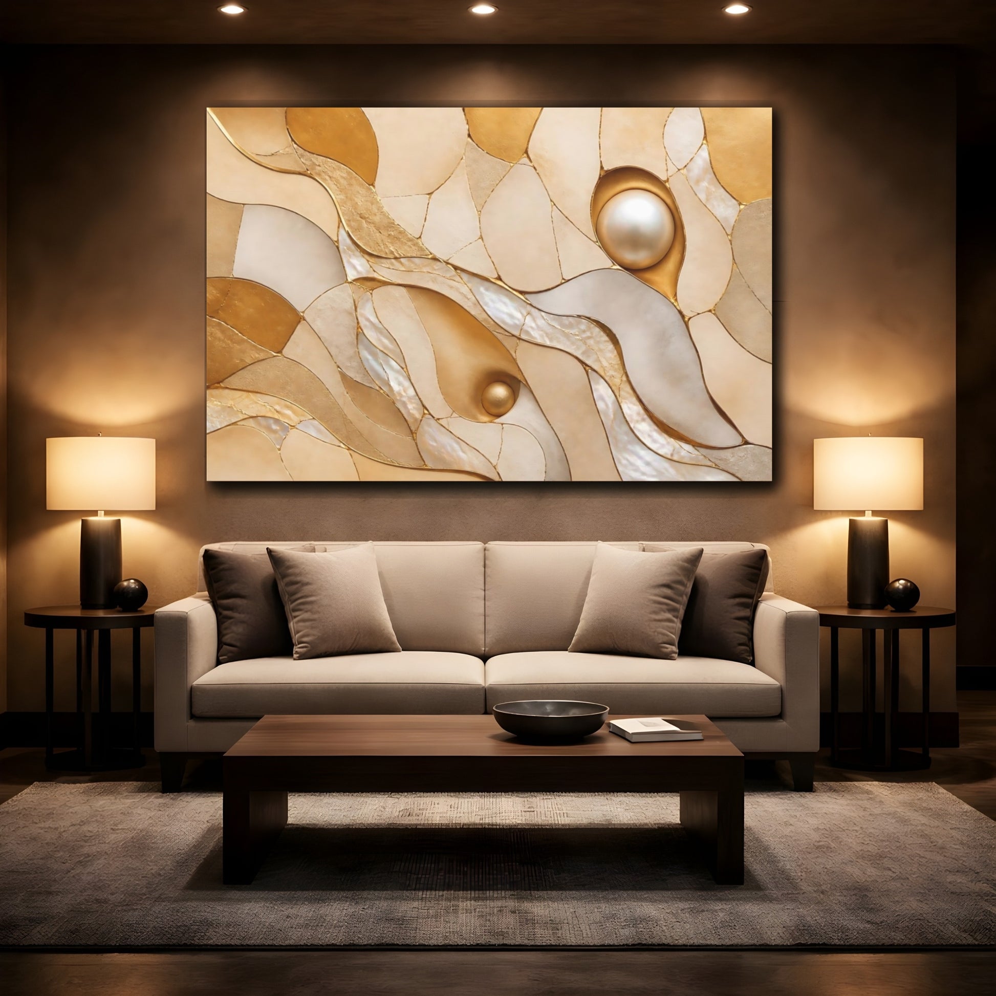Mockup 2. Abstract Pearl Flow shown as canvas print