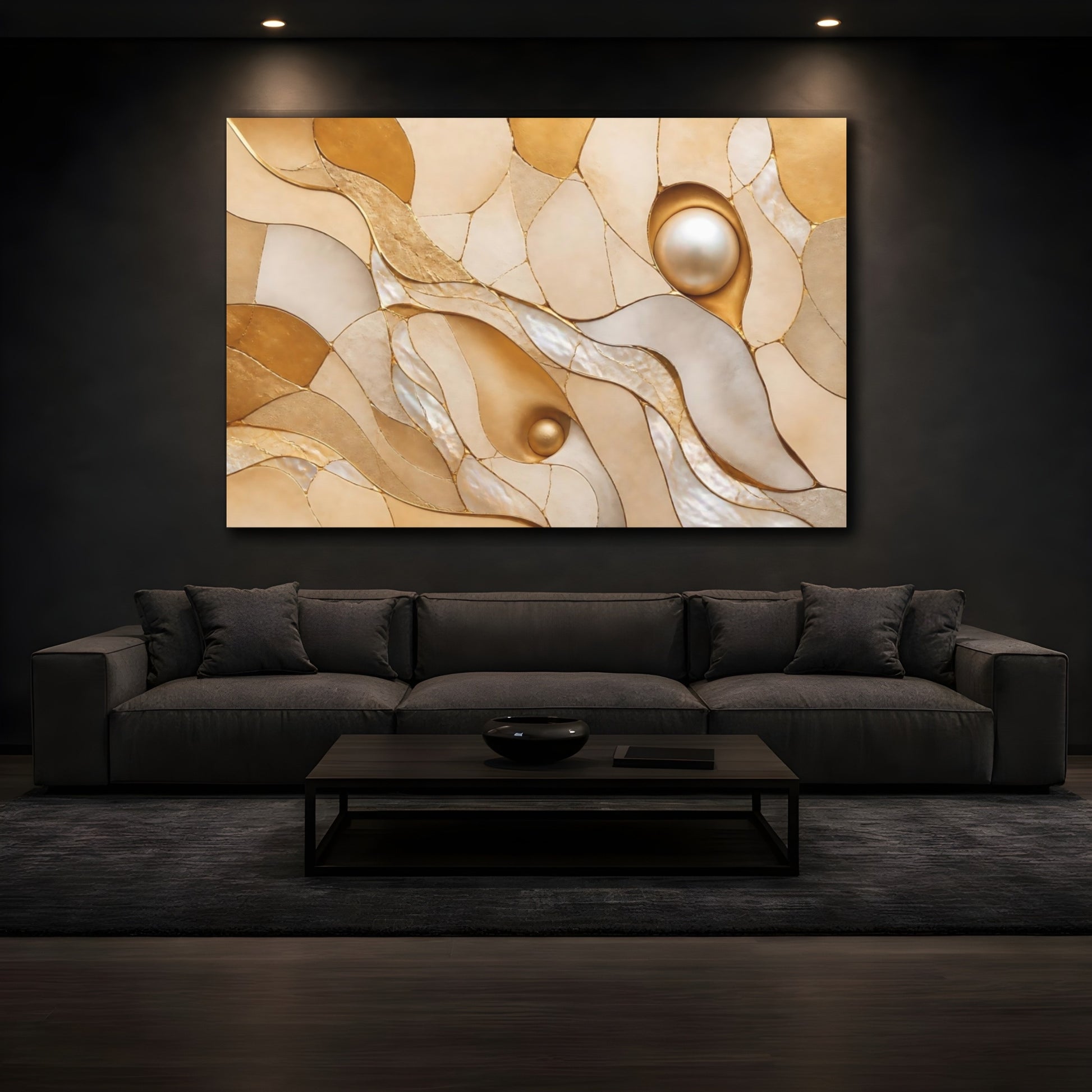 Mockup 3. Abstract Pearl Flow shown as canvas print