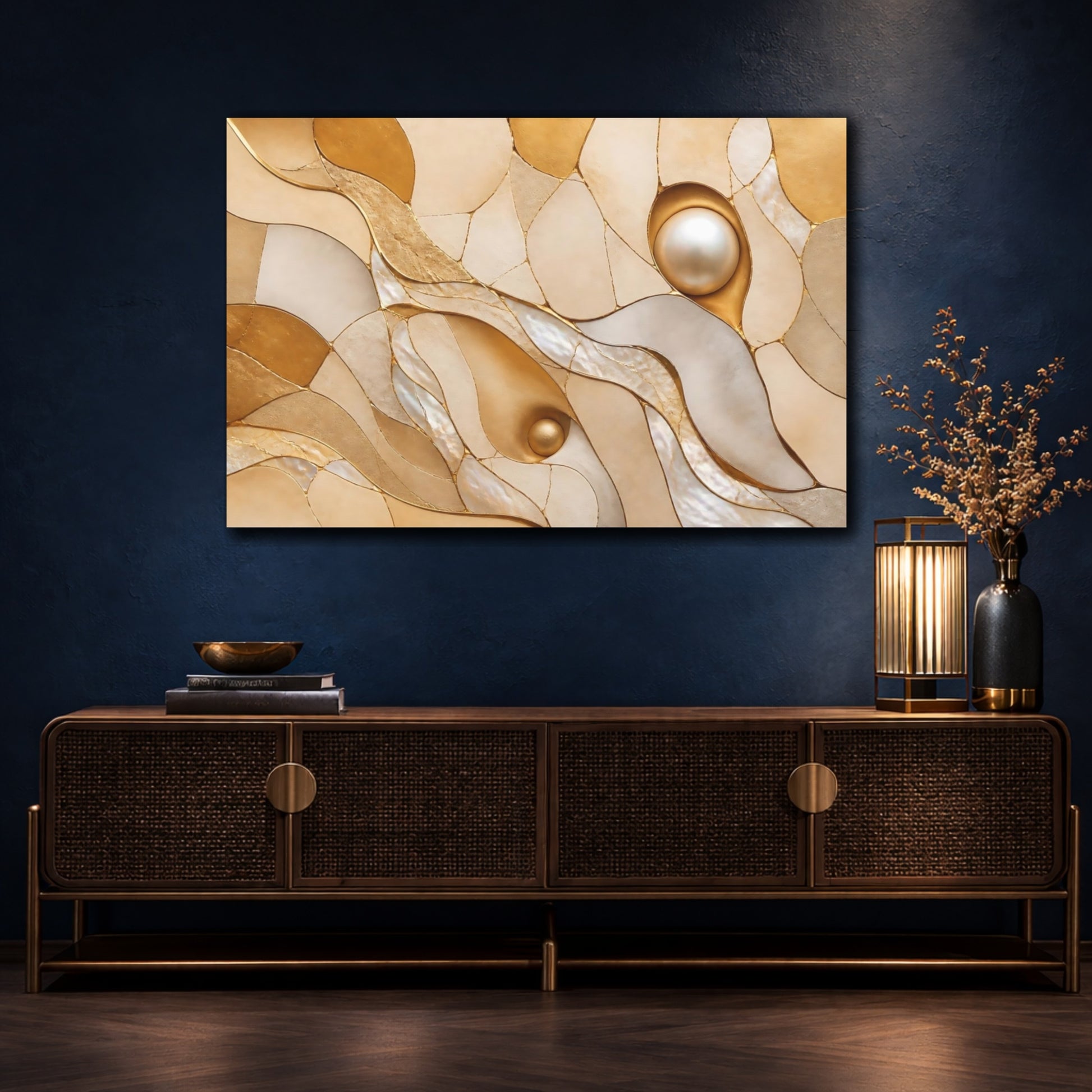 Mockup 4. Abstract Pearl Flow shown as canvas print