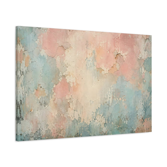 Main Mockup. Abstract Peeling Paint Pastel Wall Texture shown as stretched canvas wall art