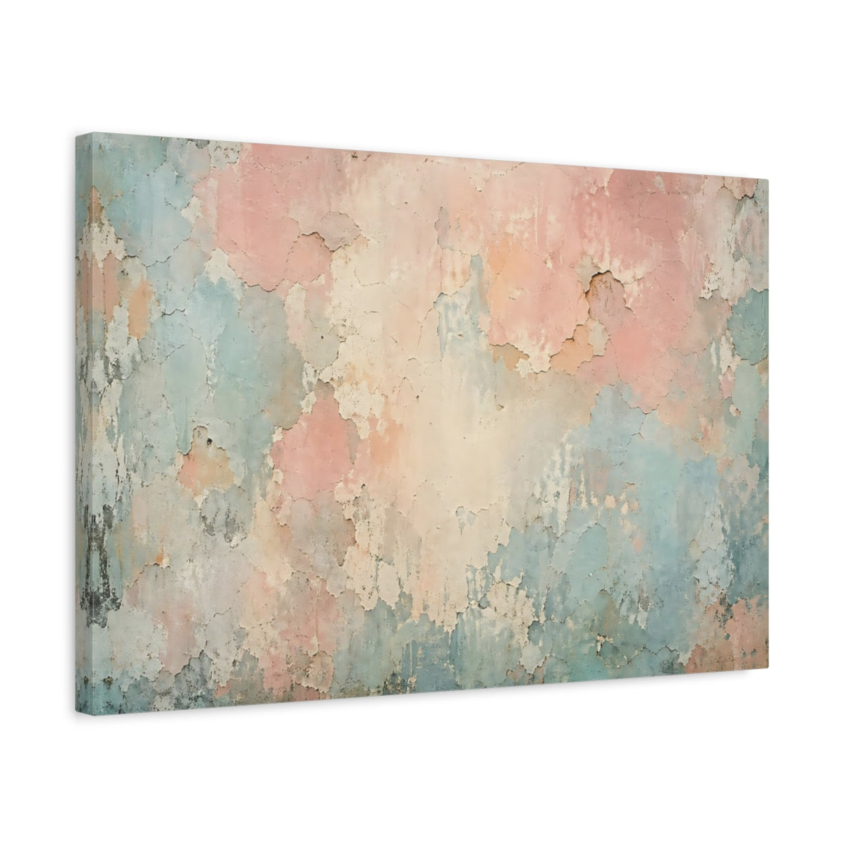 Side Mockup 3. Abstract Peeling Paint Pastel Wall Texture shown as stretched canvas wall art