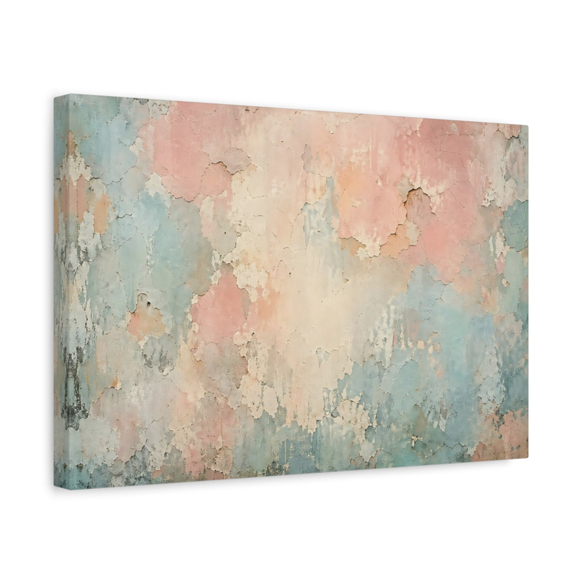 Side Mockup 4. Abstract Peeling Paint Pastel Wall Texture shown as stretched canvas wall art