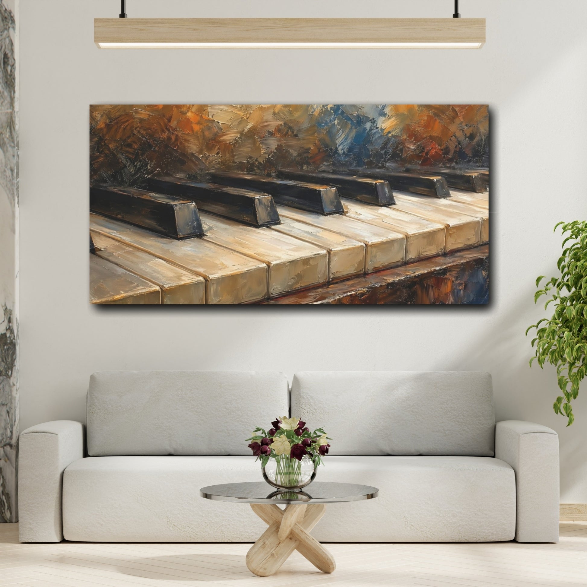 Mockup 3. Abstract Piano Keys Textured Piano Keys shown as stretched canvas wall art