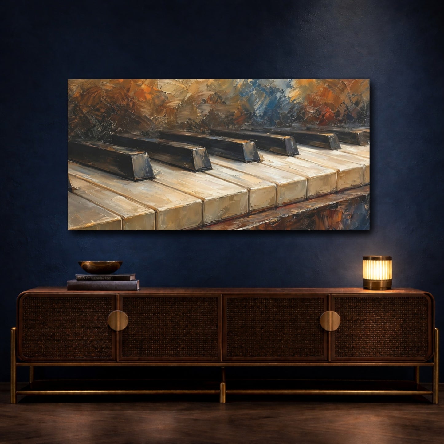 Mockup 4. Abstract Piano Keys Textured Piano Keys shown as stretched canvas wall art