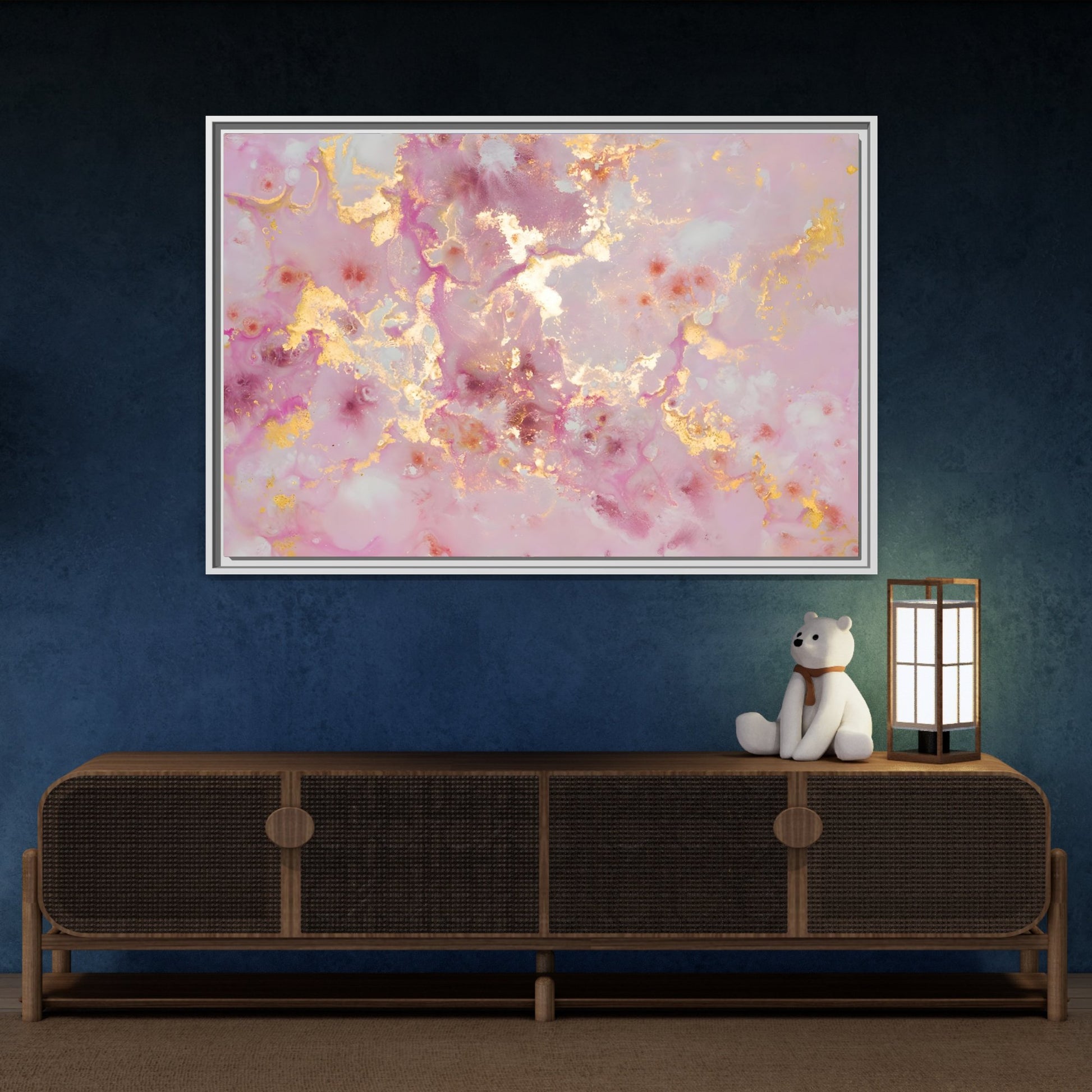 Abstract Pink Gold Marble Canvas - Modern Wall Art Print