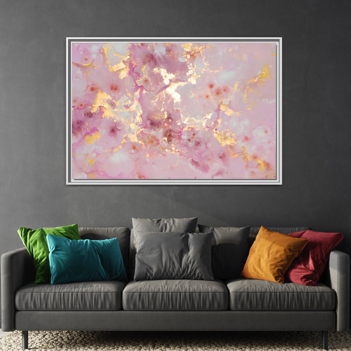 Abstract Pink Gold Marble Canvas - Modern Wall Art Print