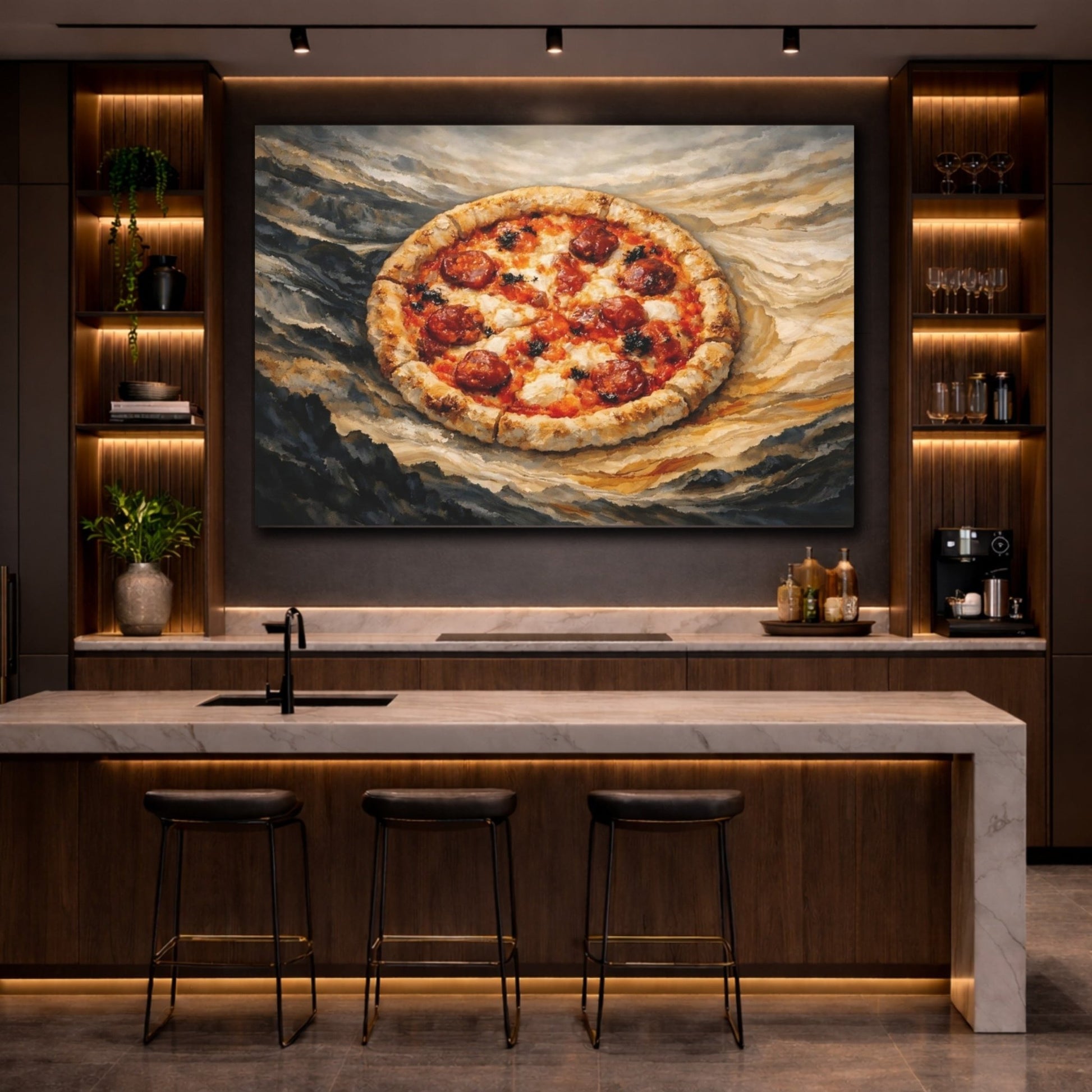 Abstract Pizza Rustic Art - Canvas Wall Art Print - YesArtYes