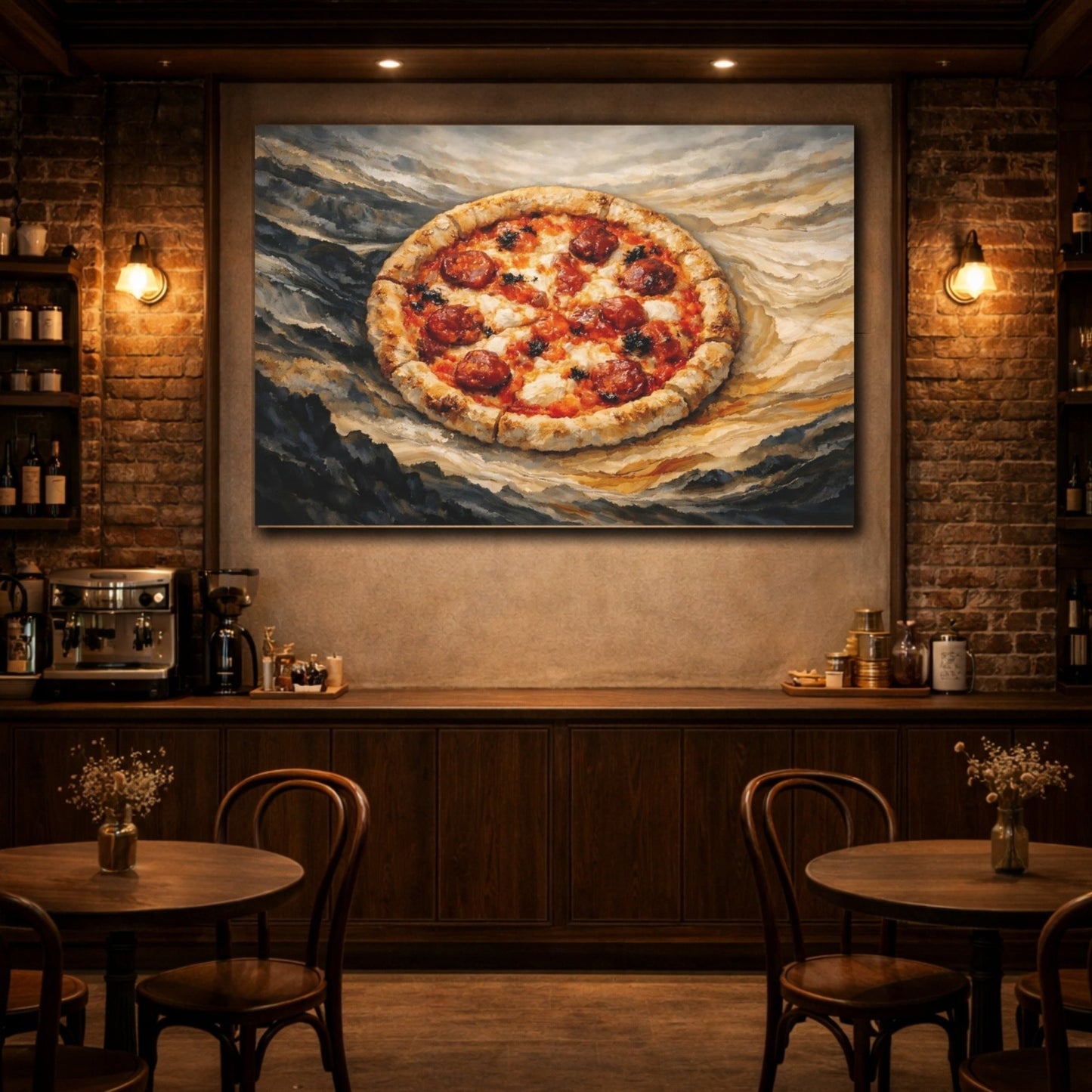 Abstract Pizza Rustic Art - Canvas Wall Art Print - YesArtYes