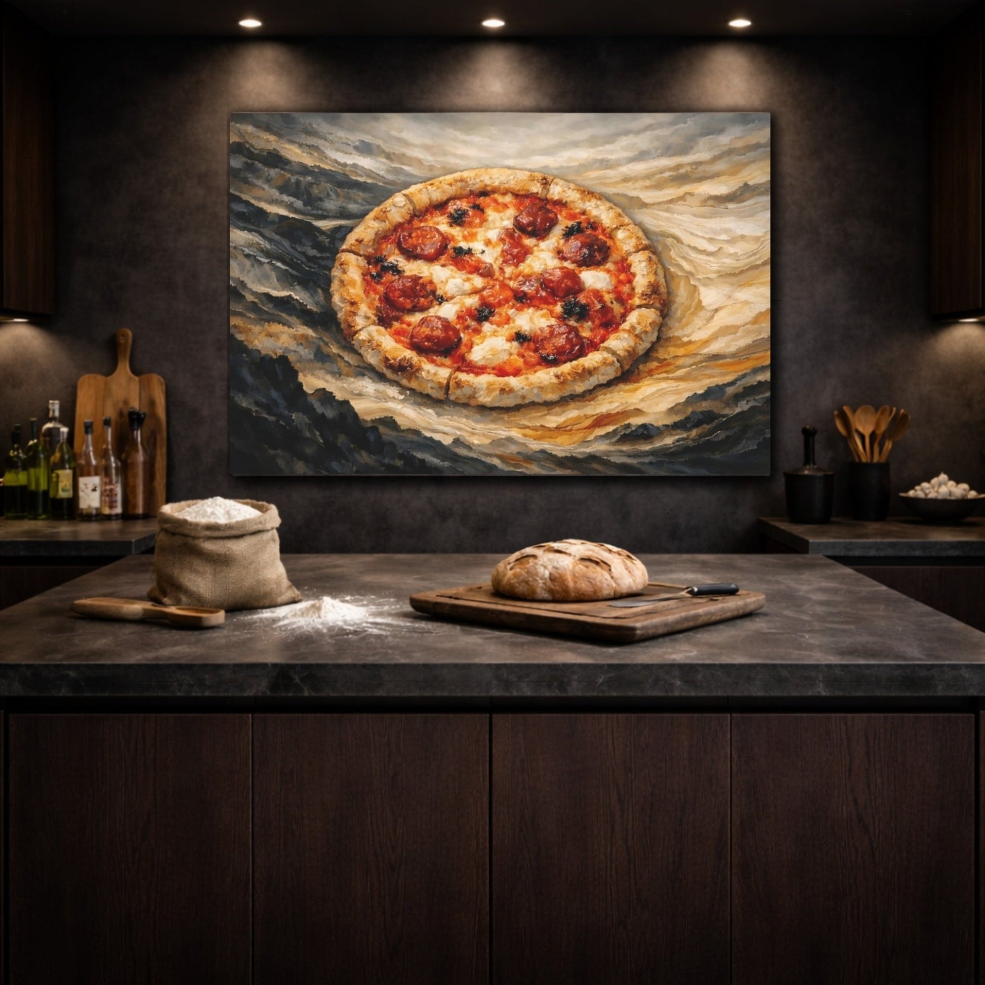 Abstract Pizza Rustic Art - Canvas Wall Art Print - YesArtYes