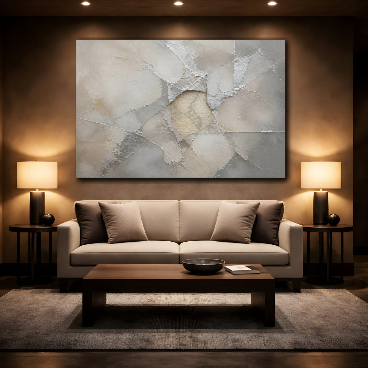 Mockup 2. Abstract Plaster With Map shown as canvas print