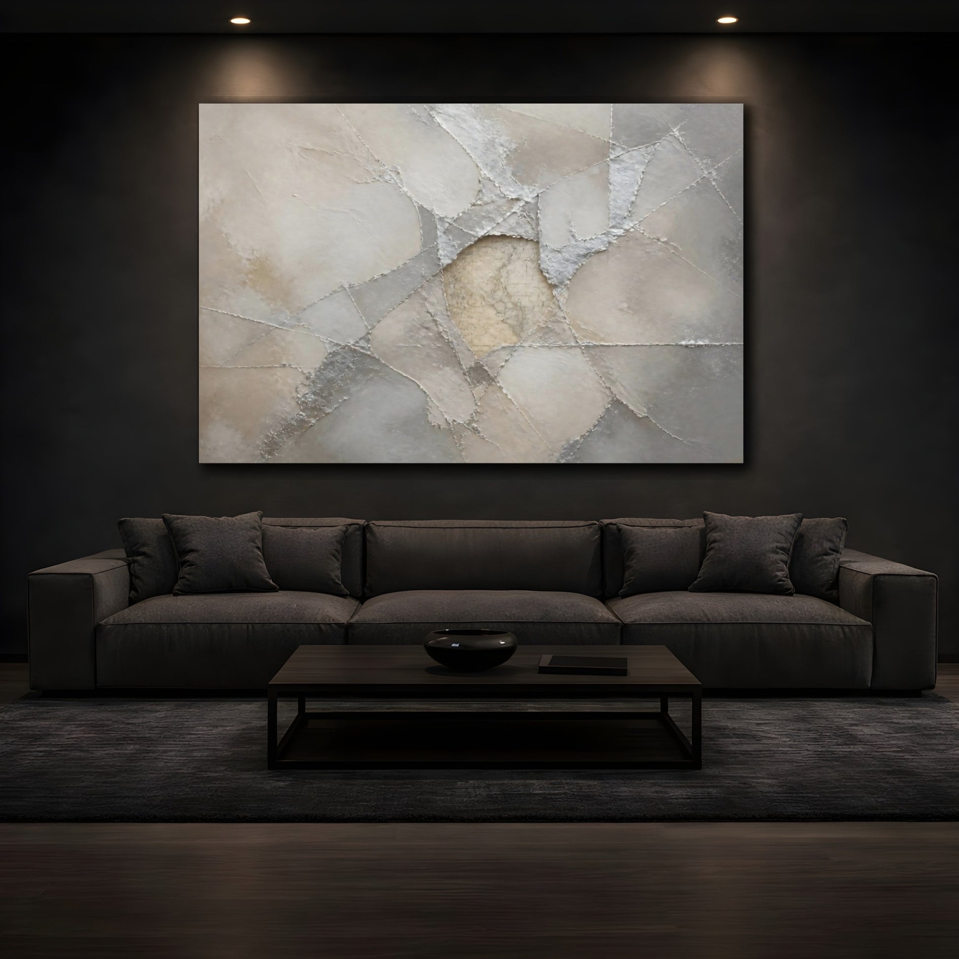 Mockup 3. Abstract Plaster With Map shown as canvas print