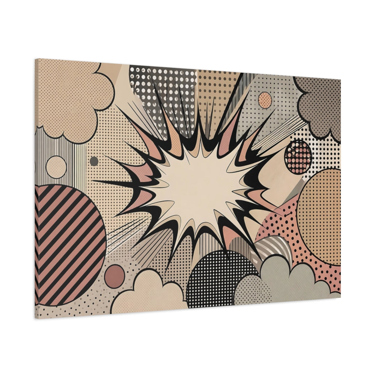 Side Mockup 1. Abstract Pop Art Explosion Pop Art Comic shown as stretched canvas wall art
