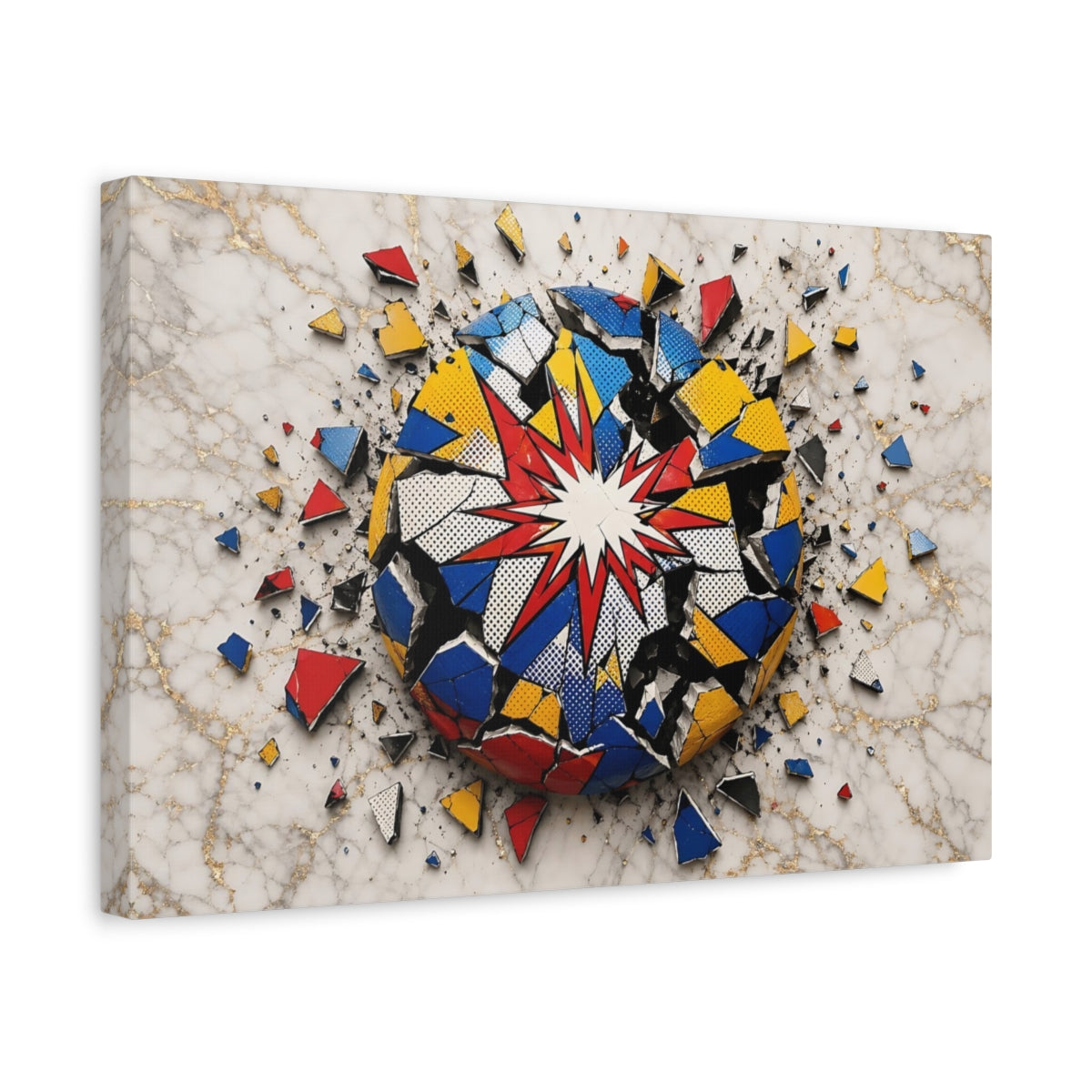 Side Mockup 4. Abstract Pop Art Sphere Colorful Pop Art shown as stretched canvas wall art
