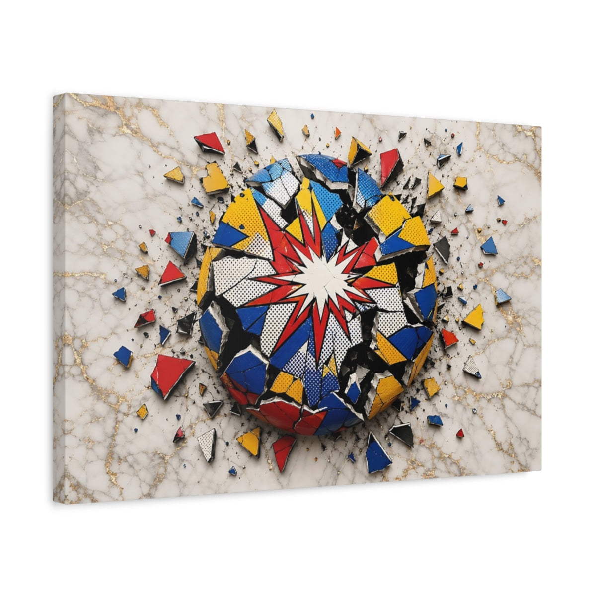 Side Mockup 3. Abstract Pop Art Sphere Colorful Pop Art shown as stretched canvas wall art