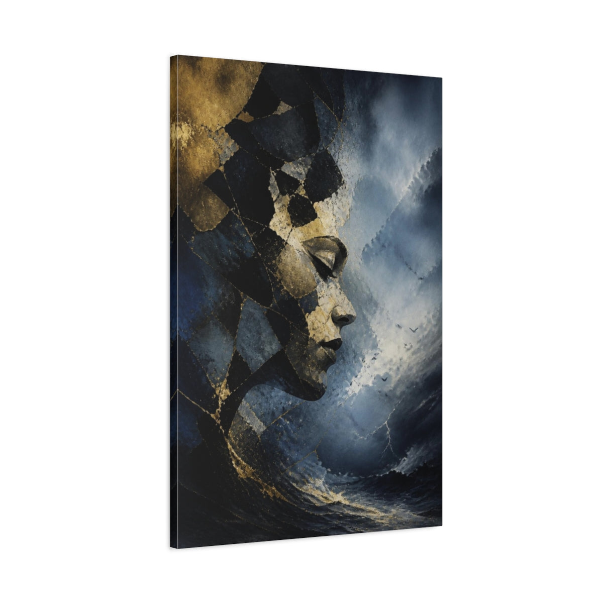 Main Mockup. Abstract Profile In Storm shown as canvas print