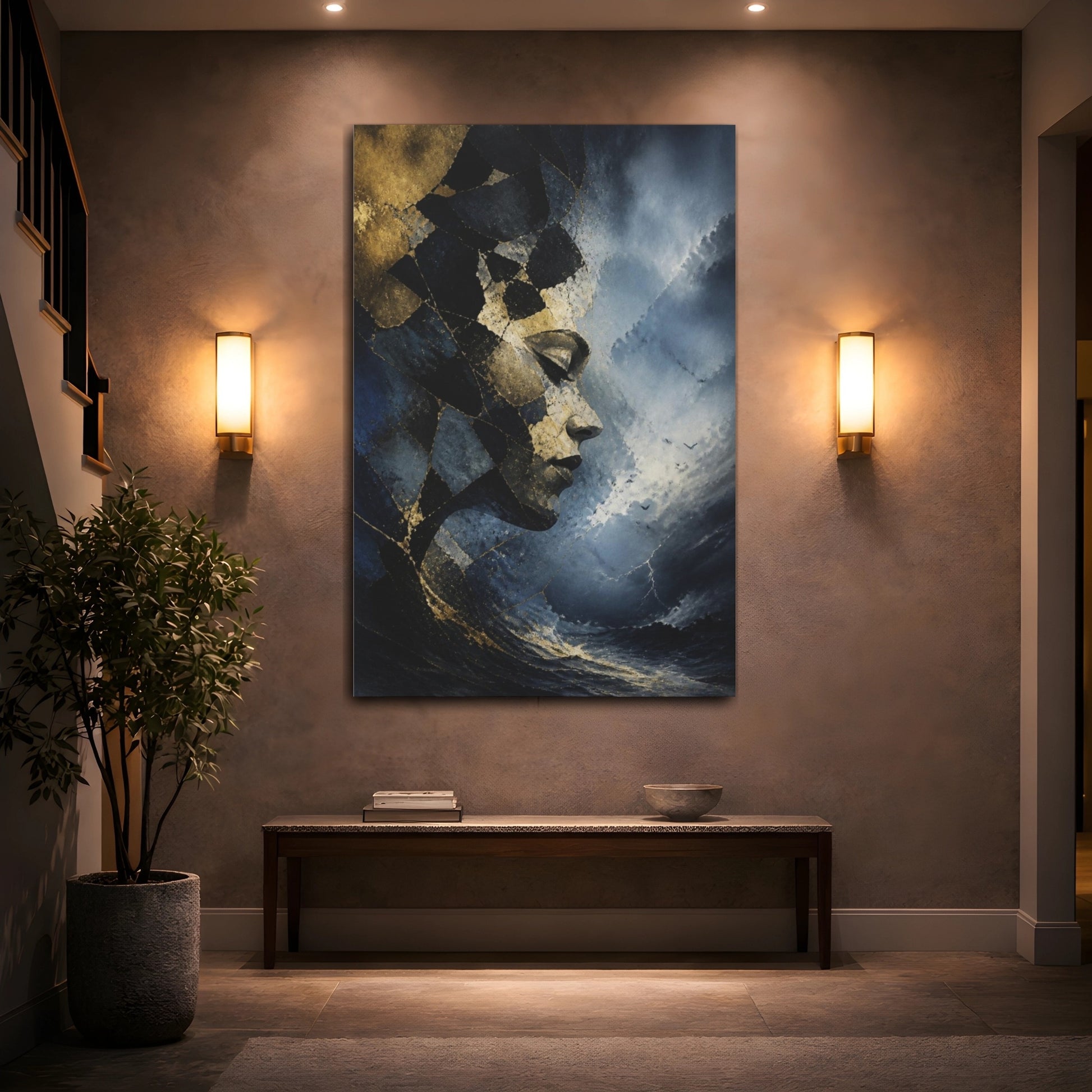 Mockup 2. Abstract Profile In Storm shown as canvas print