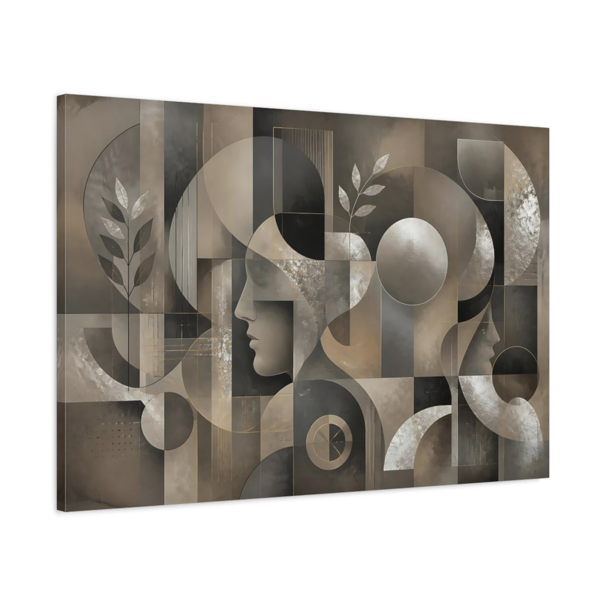 Main Mockup. Abstract Profile Silhouettes shown as canvas print