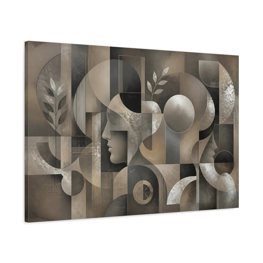 Main Mockup. Abstract Profile Silhouettes shown as canvas print