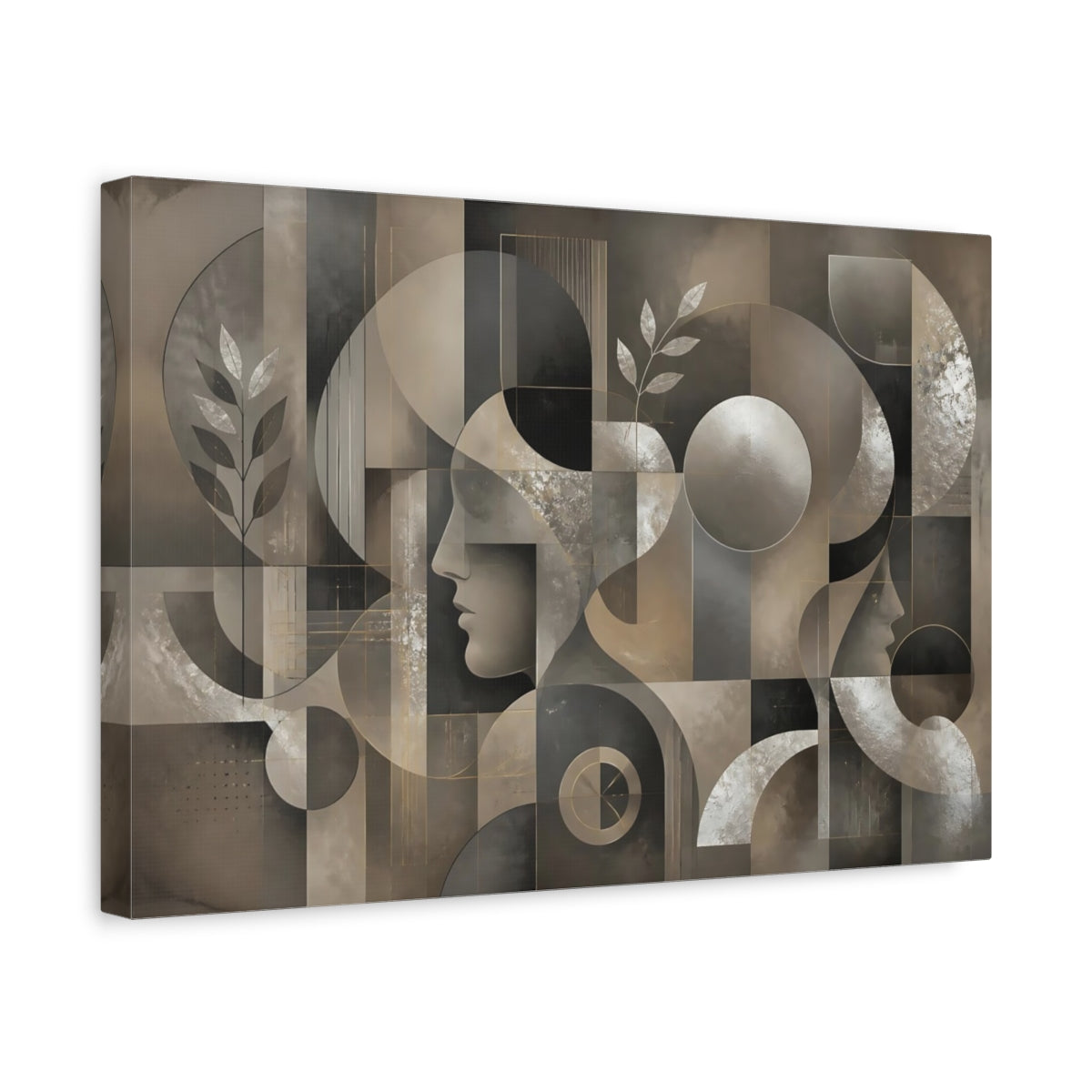 Side Mockup 4. Abstract Profile Silhouettes shown as canvas print