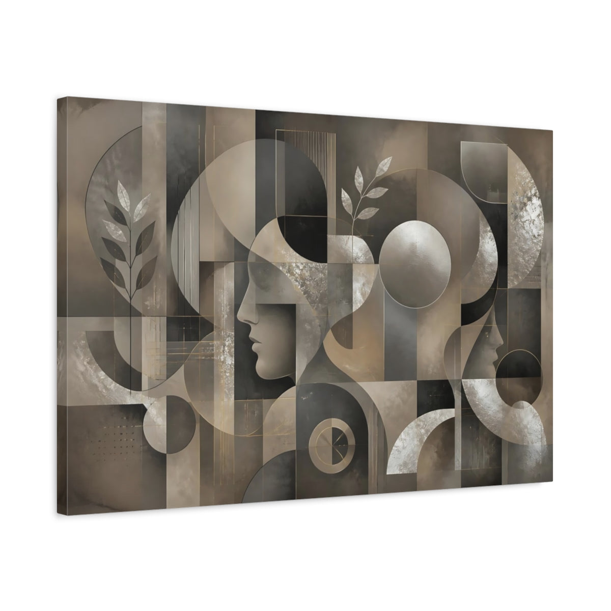 Side Mockup 2. Abstract Profile Silhouettes shown as canvas print