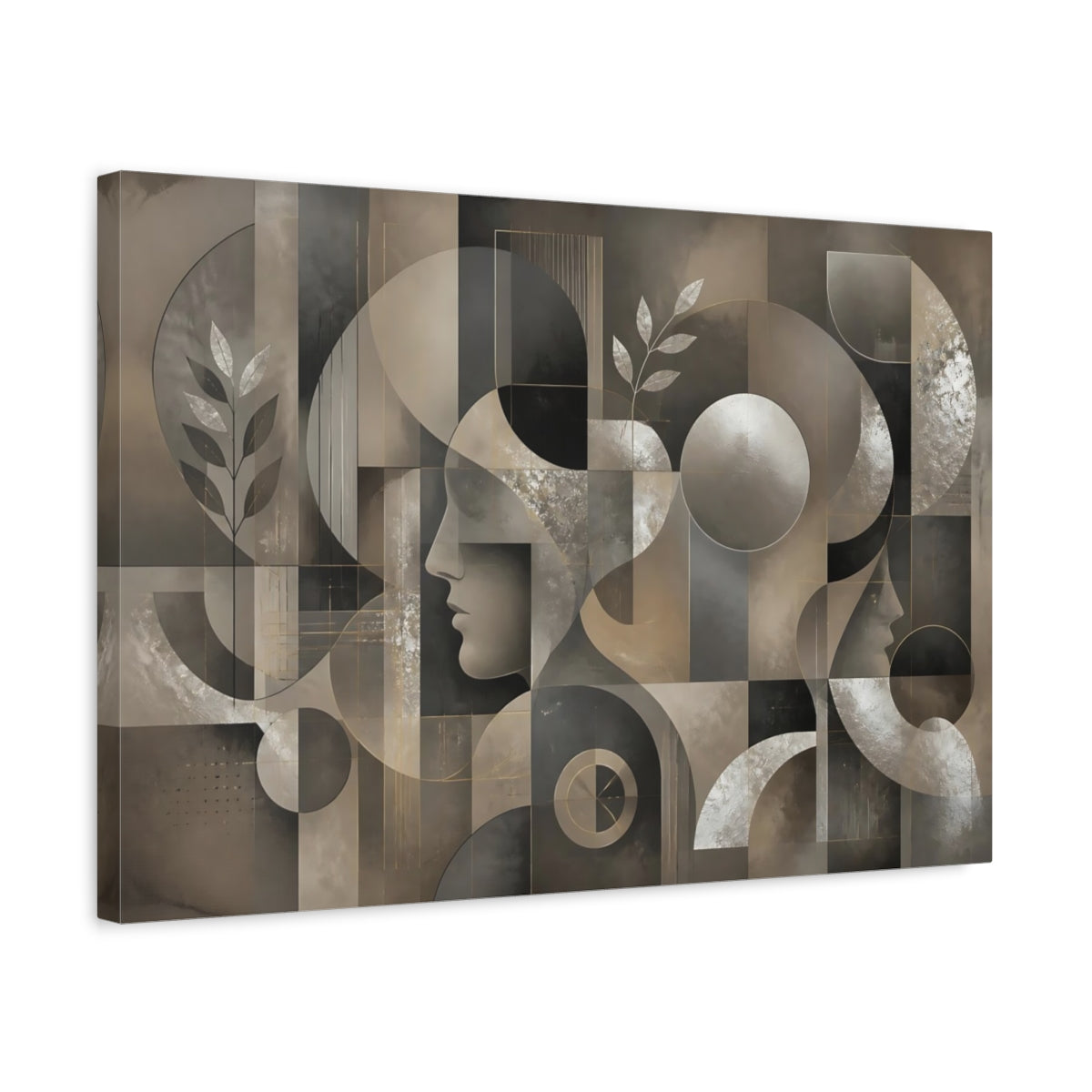Side Mockup 3. Abstract Profile Silhouettes shown as canvas print