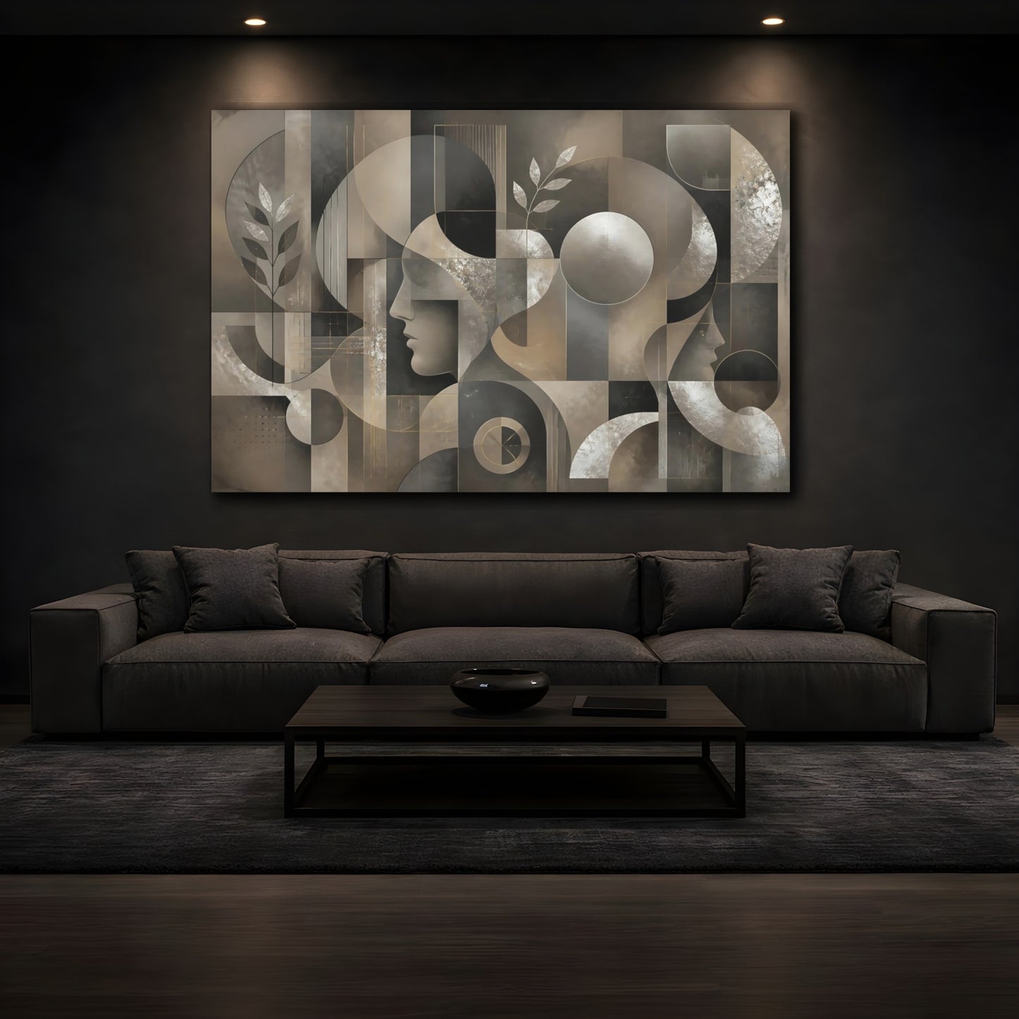 Mockup 3. Abstract Profile Silhouettes shown as canvas print