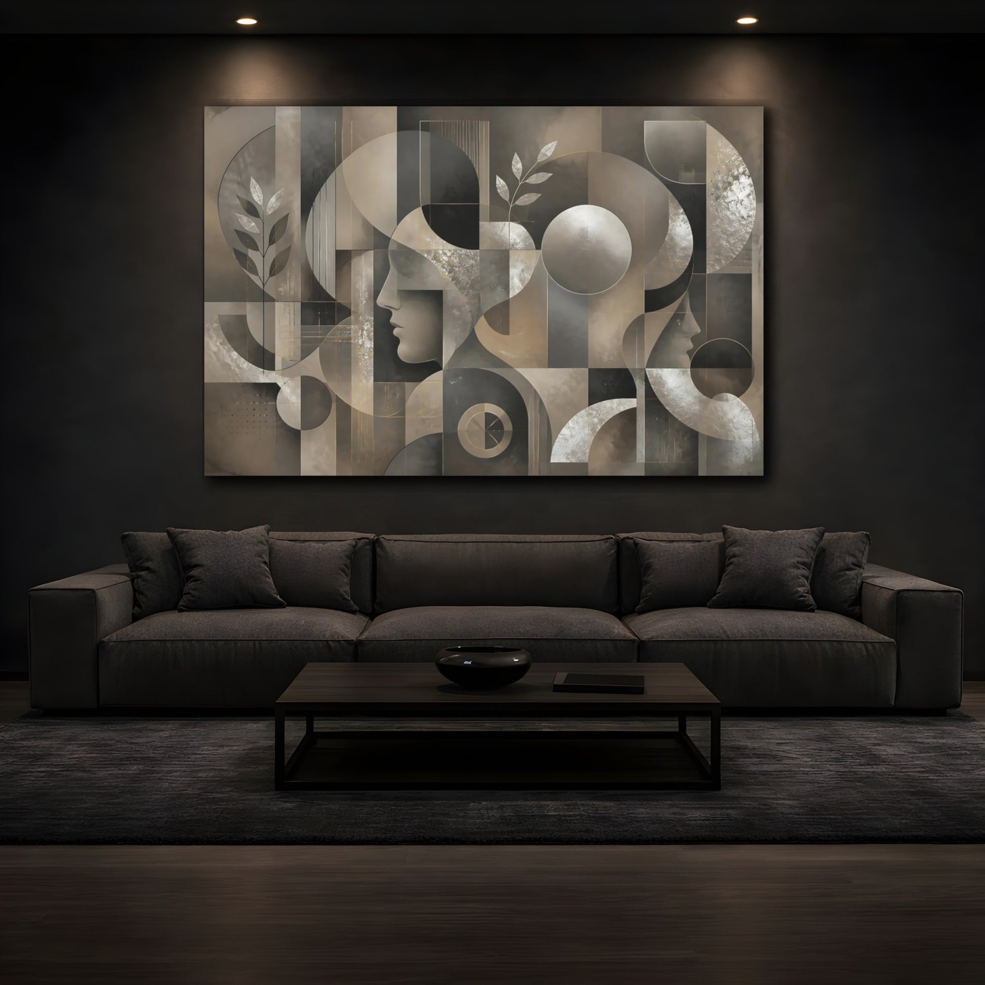 Mockup 3. Abstract Profile Silhouettes shown as canvas print