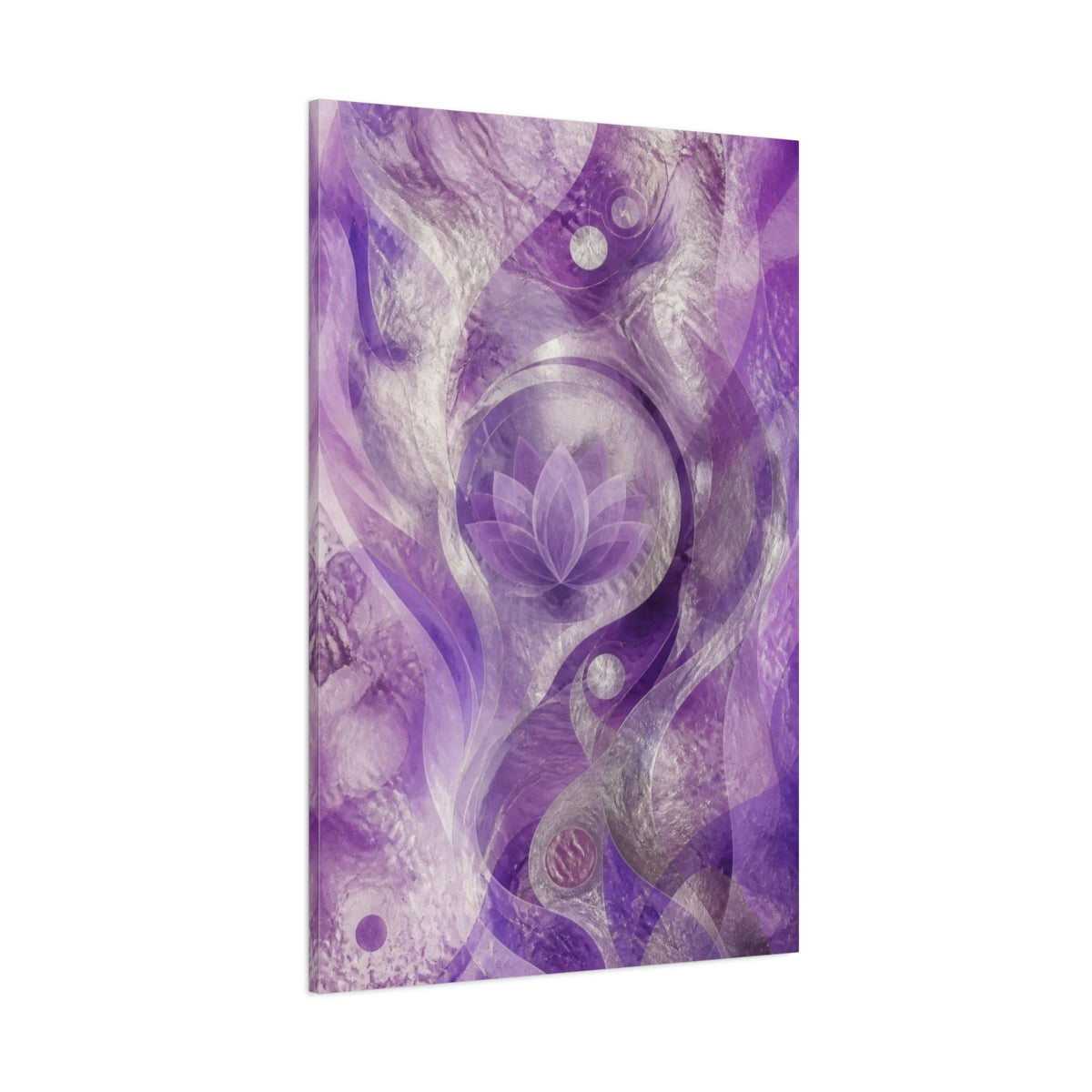 Side Mockup 1. Abstract Purple Lotus shown as canvas print
