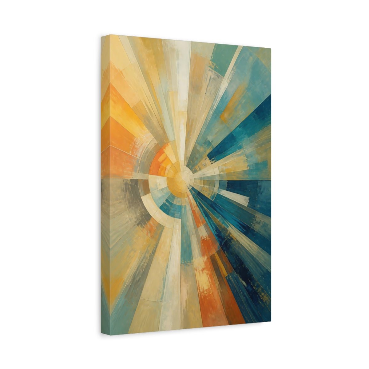 Abstract Radial Pattern Orange Blue Canvas Print – Decor for Living Room, Above Console Table - YesArtYes