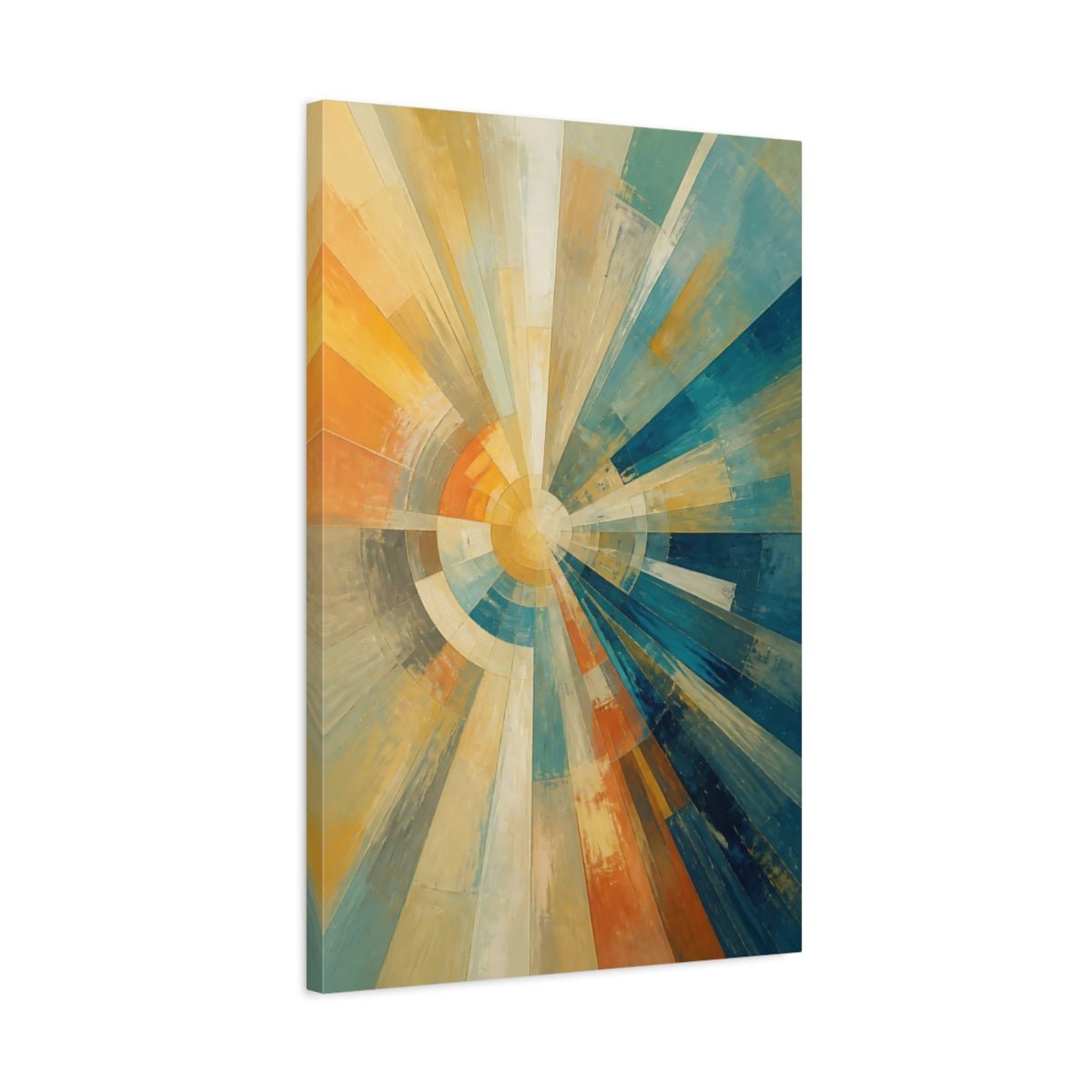 Abstract Radial Pattern Orange Blue Canvas Print – Decor for Living Room, Above Console Table - YesArtYes