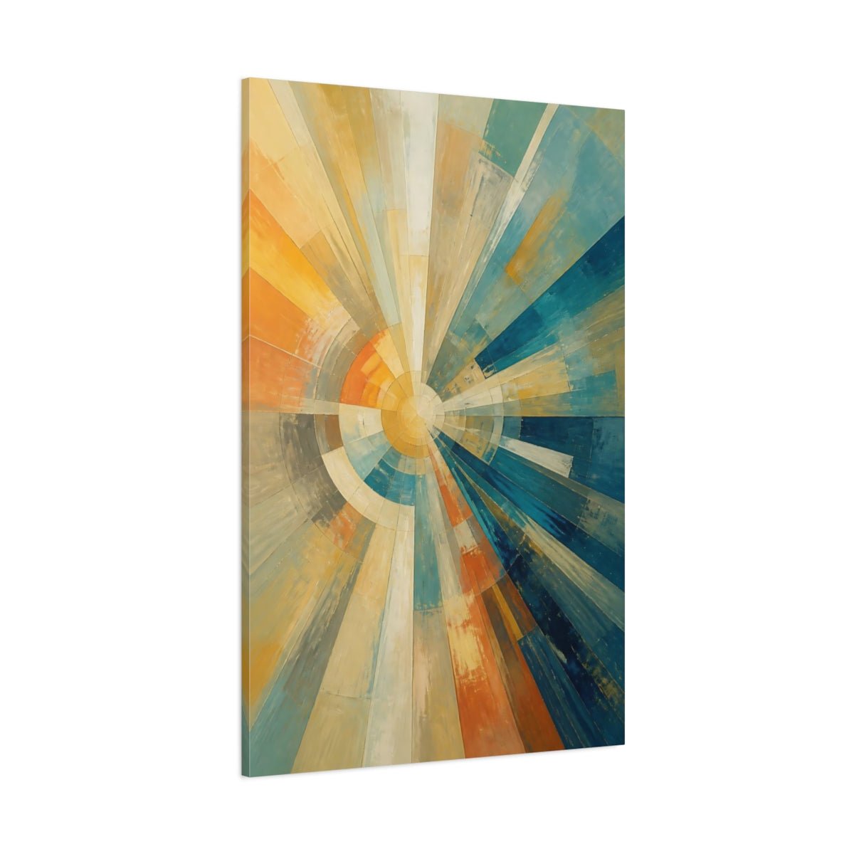Abstract Radial Pattern Orange Blue Canvas Print – Decor for Living Room, Above Console Table - YesArtYes
