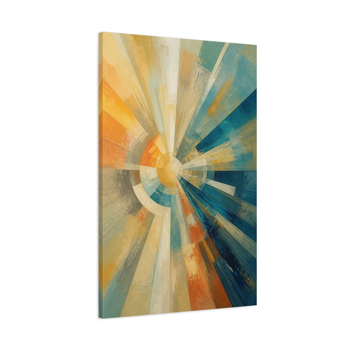Abstract Radial Pattern Orange Blue Canvas Print – Decor for Living Room, Above Console Table - YesArtYes