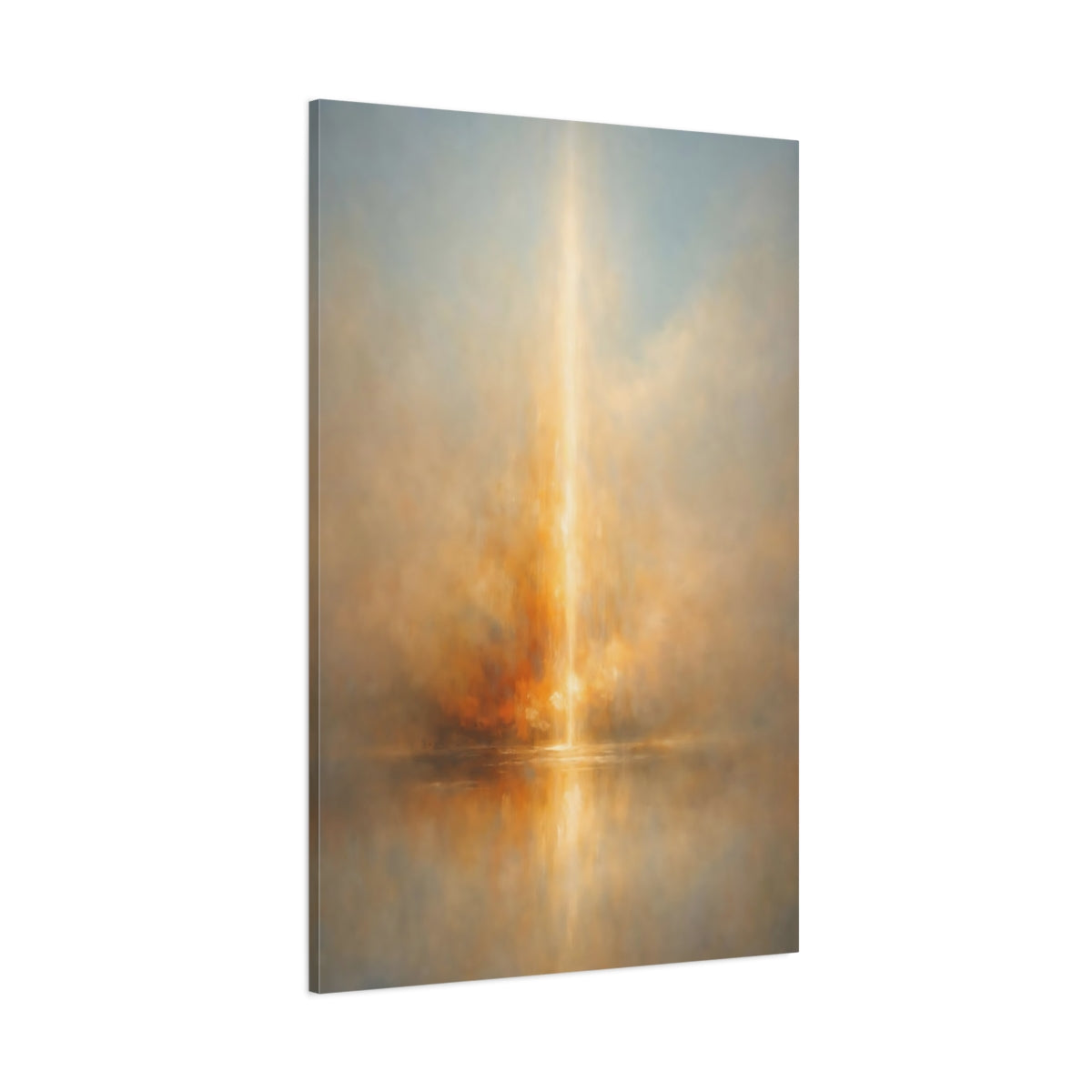 Main Mockup. Abstract Radiant Light Golden Glow shown as stretched canvas wall art