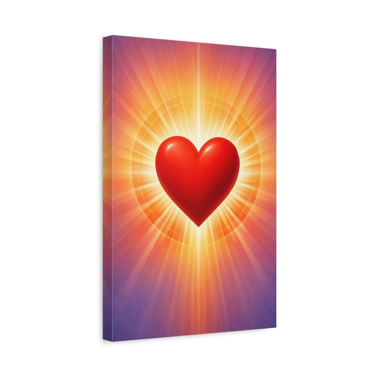 Side Mockup 4. Abstract Red Heart Radiant Heart Art shown as stretched canvas wall art