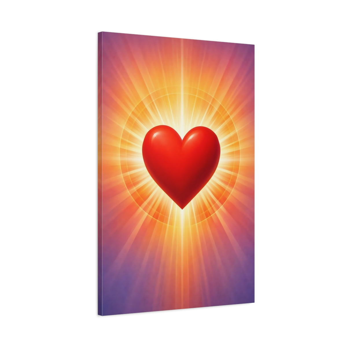 Side Mockup 1. Abstract Red Heart Radiant Heart Art shown as stretched canvas wall art