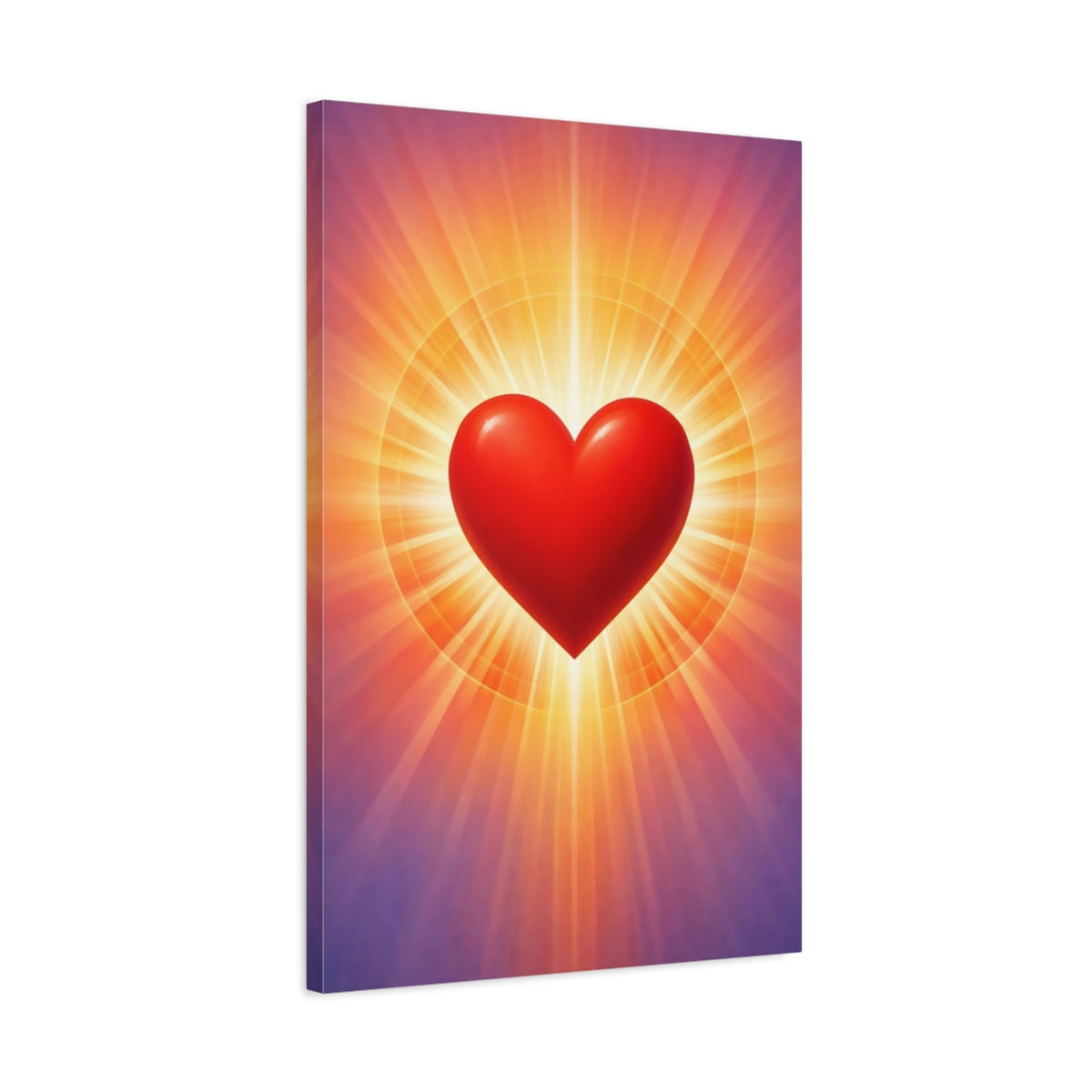 Side Mockup 2. Abstract Red Heart Radiant Heart Art shown as stretched canvas wall art
