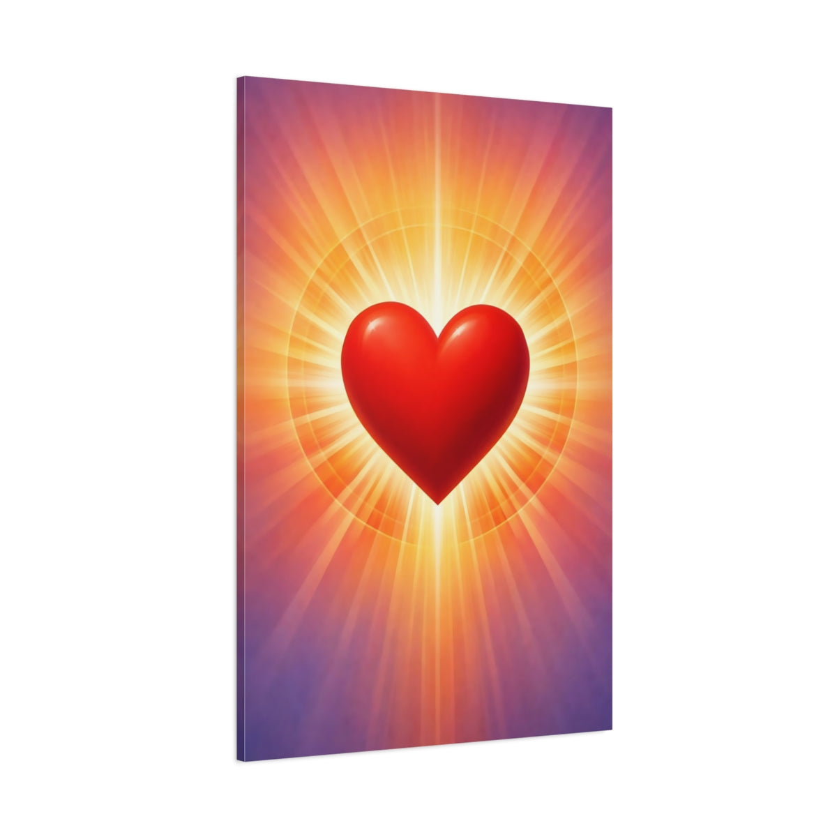 Main Mockup. Abstract Red Heart Radiant Heart Art shown as stretched canvas wall art