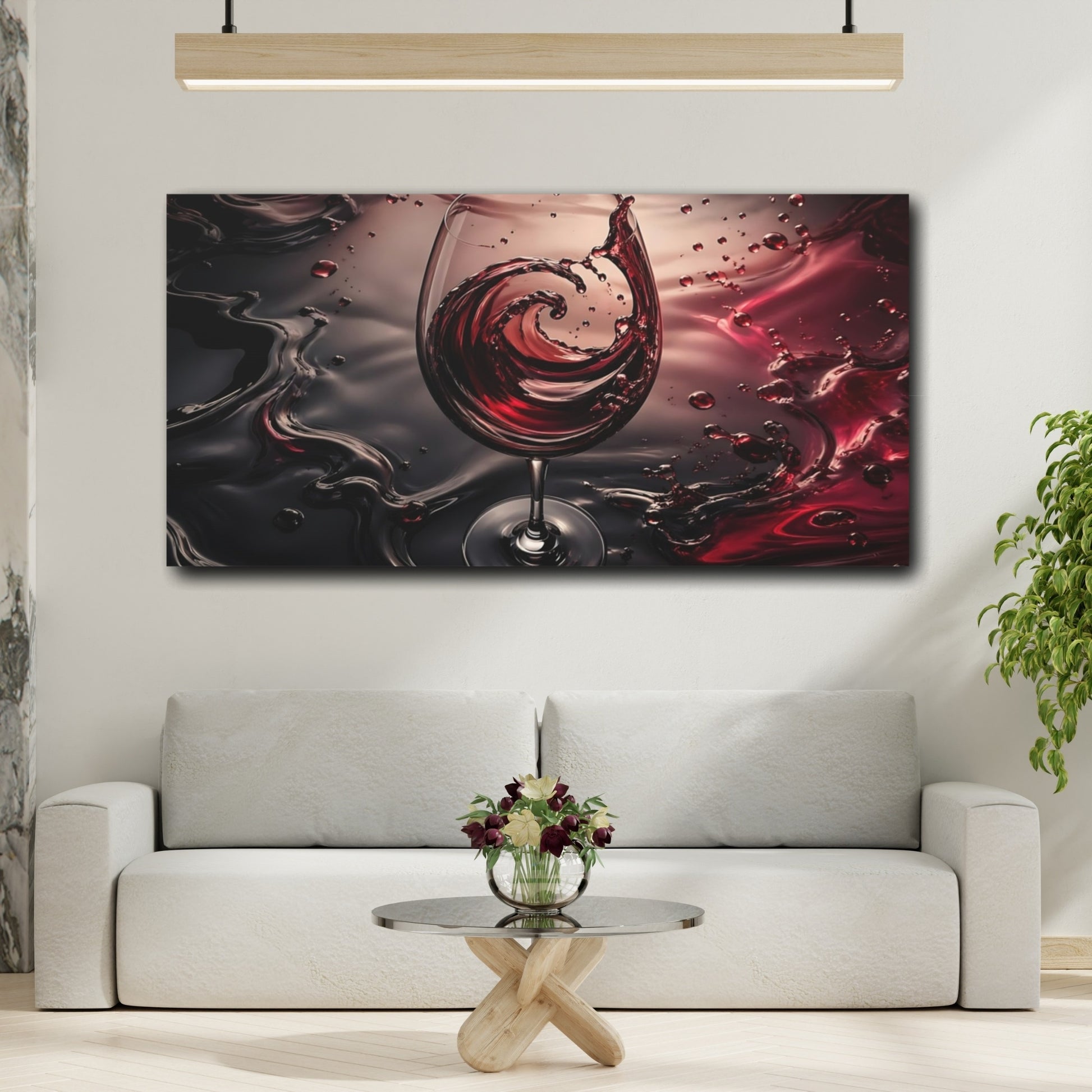Mockup 4. Abstract Red Wine Red And Black shown as stretched canvas wall art