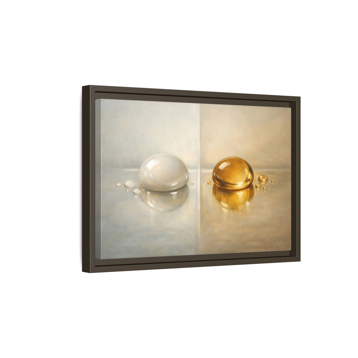 Side Mockup 5. Abstract Reflective Domes Gold Silver Abstract shown as stretched canvas wall art