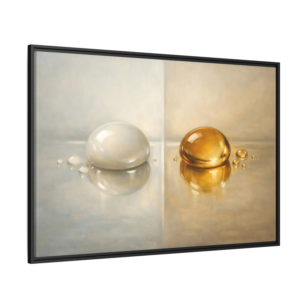 Side Mockup 12. Abstract Reflective Domes Gold Silver Abstract shown as stretched canvas wall art