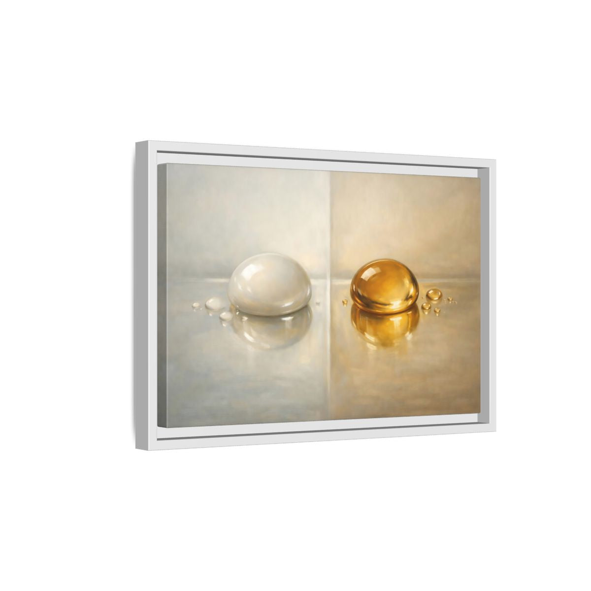 Side Mockup 4. Abstract Reflective Domes Gold Silver Abstract shown as stretched canvas wall art