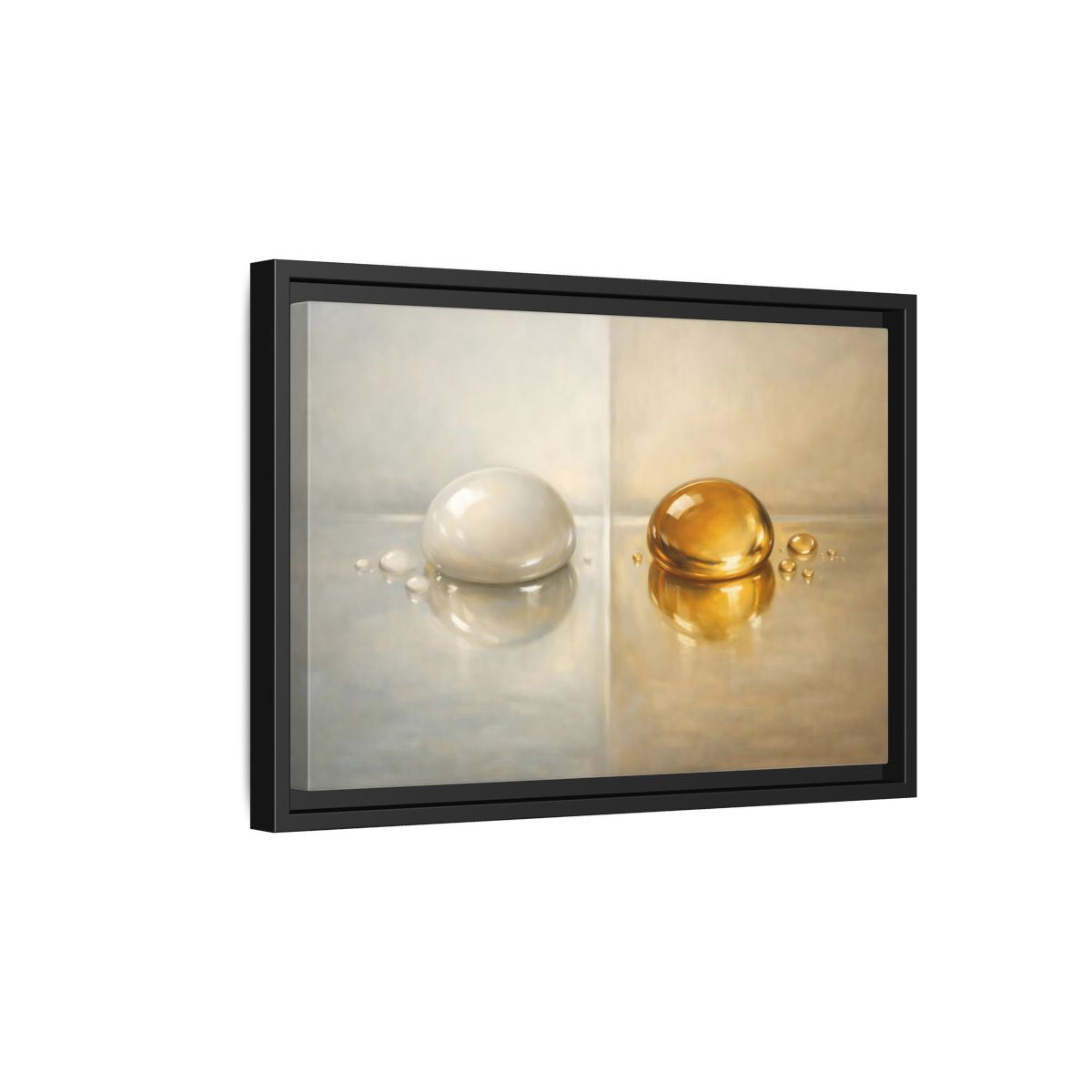 Side Mockup 6. Abstract Reflective Domes Gold Silver Abstract shown as stretched canvas wall art