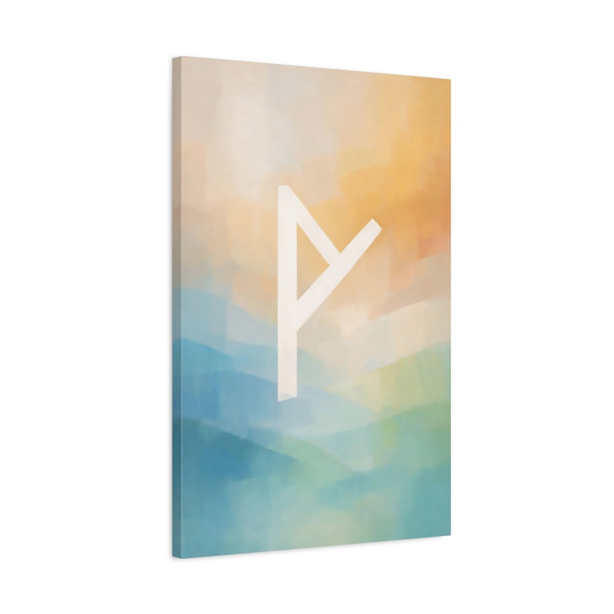 Abstract Runic Symbol Blue - Canvas Wall Art Print - YesArtYes