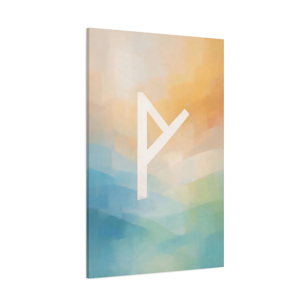 Abstract Runic Symbol Blue - Canvas Wall Art Print - YesArtYes
