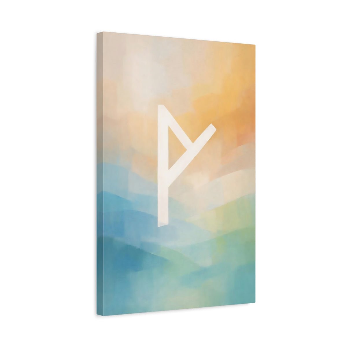Abstract Runic Symbol Blue - Canvas Wall Art Print - YesArtYes