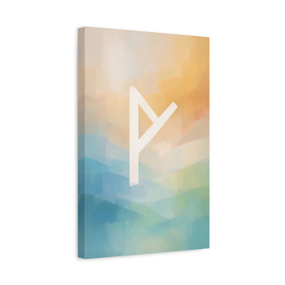 Abstract Runic Symbol Blue - Canvas Wall Art Print - YesArtYes