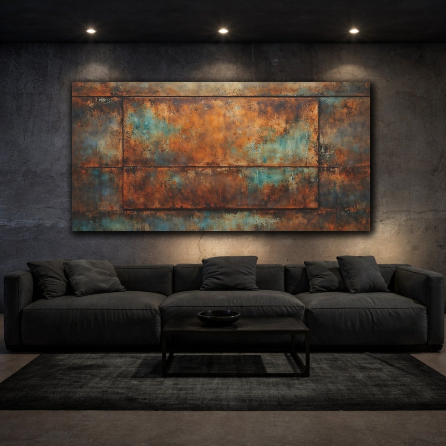 Abstract Rust Texture And Teal - Canvas Wall Art Print - YesArtYes