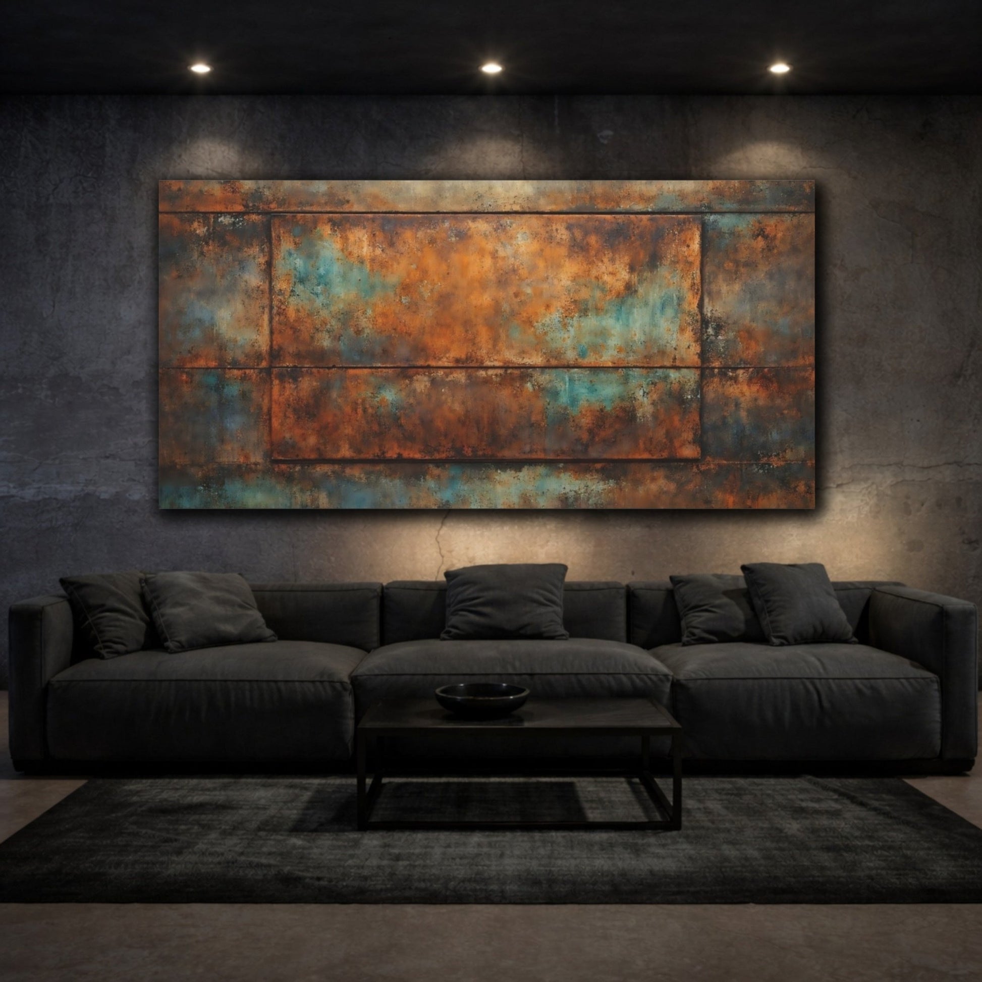 Abstract Rust Texture And Teal - Canvas Wall Art Print - YesArtYes